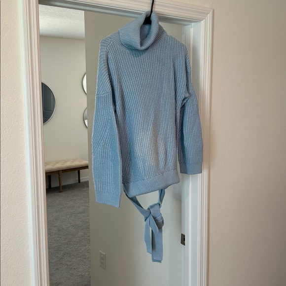 Jason Wu Light Blue Knit Sweater, Tie Detail Sweater - Picture 1 of 7